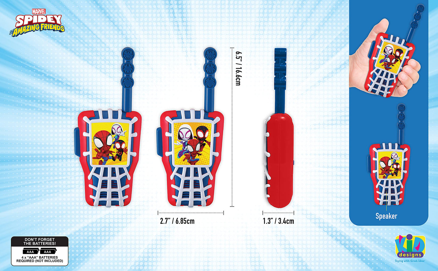 eKids Spidey and His Amazing Friends Toy Walkie Talkies for Kids, Outdoor Toys for Kids and Fans of Spidey Toys for Boys
