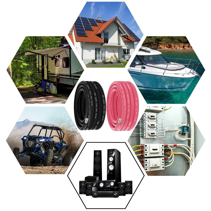 6 Gauge Marine Wire 6 AWG Marine Grade Wire Include 6 AWG 10FT Red & 10FT Black,6 Gauge Tinned Copper Boat Cable for Automotive Electrical Battery Speakers Solar Outdoor RV Camper Trailer