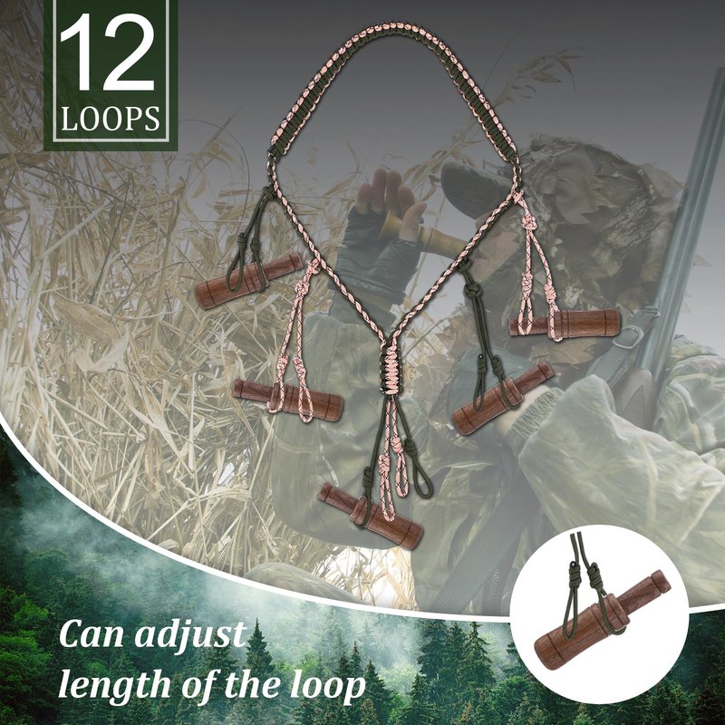 Teyva Daily 3 Pack Mallard Duck Call Lanyard Set for Hunting 2 Pcs Wooden Duck Hunting Whistles (12cm/4.72in) with 1 Pcs 12 Loop Paracord Lanyard Realistic Waterfowl Game Call for Pheasant Goose