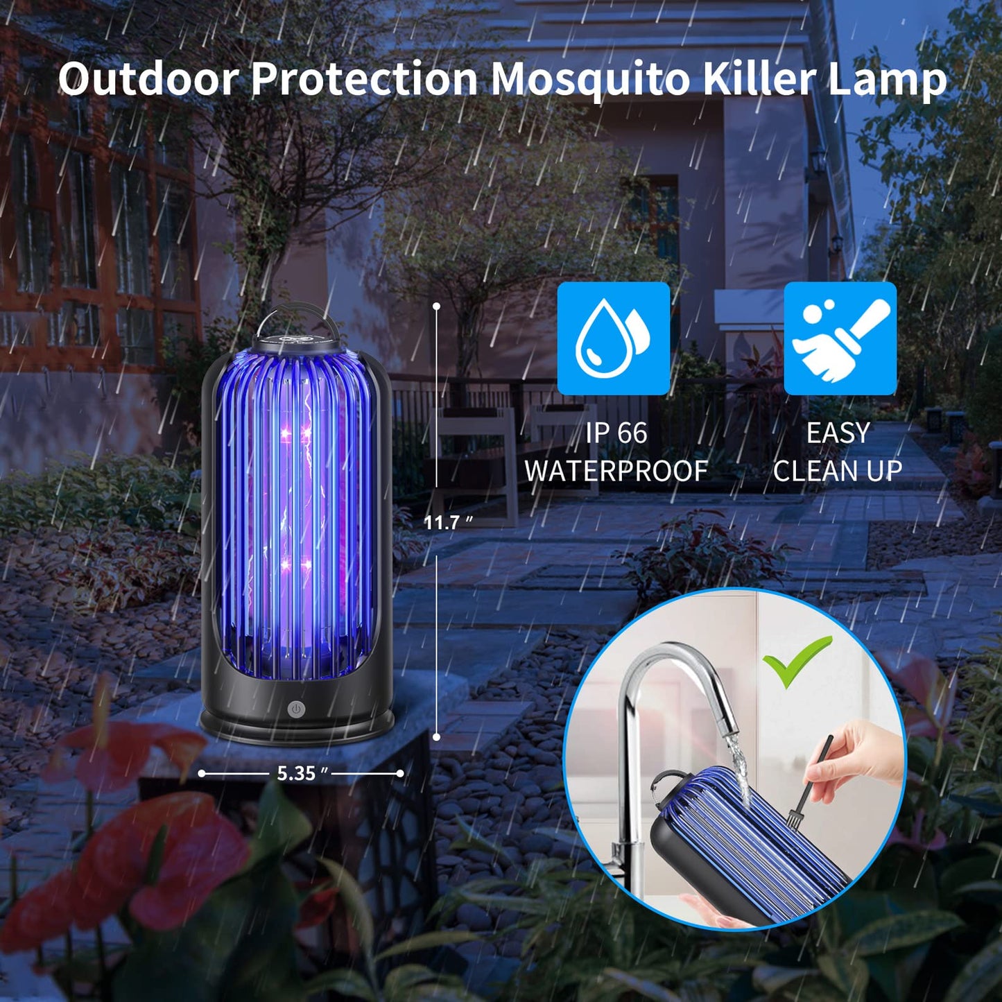 Bug Zapper for Indoor Outdoor, Rechargeable Mosquito Zapper with 3600V High Powered, Electric Pest Control Insect Fly Zapper Can Attract Gnats, Mosquitoes, Flies, Moths for Home, Patio