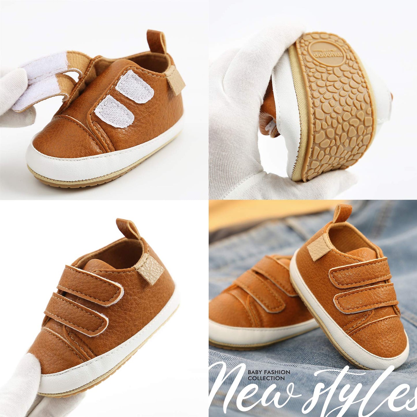 RVROVIC Baby Boys Girls Sneakers Anti-Slip Oxford Loafer Flats Infant Toddler PU Leather Soft Sole Baby Shoes(12-18 Months,Toddler,3-White)