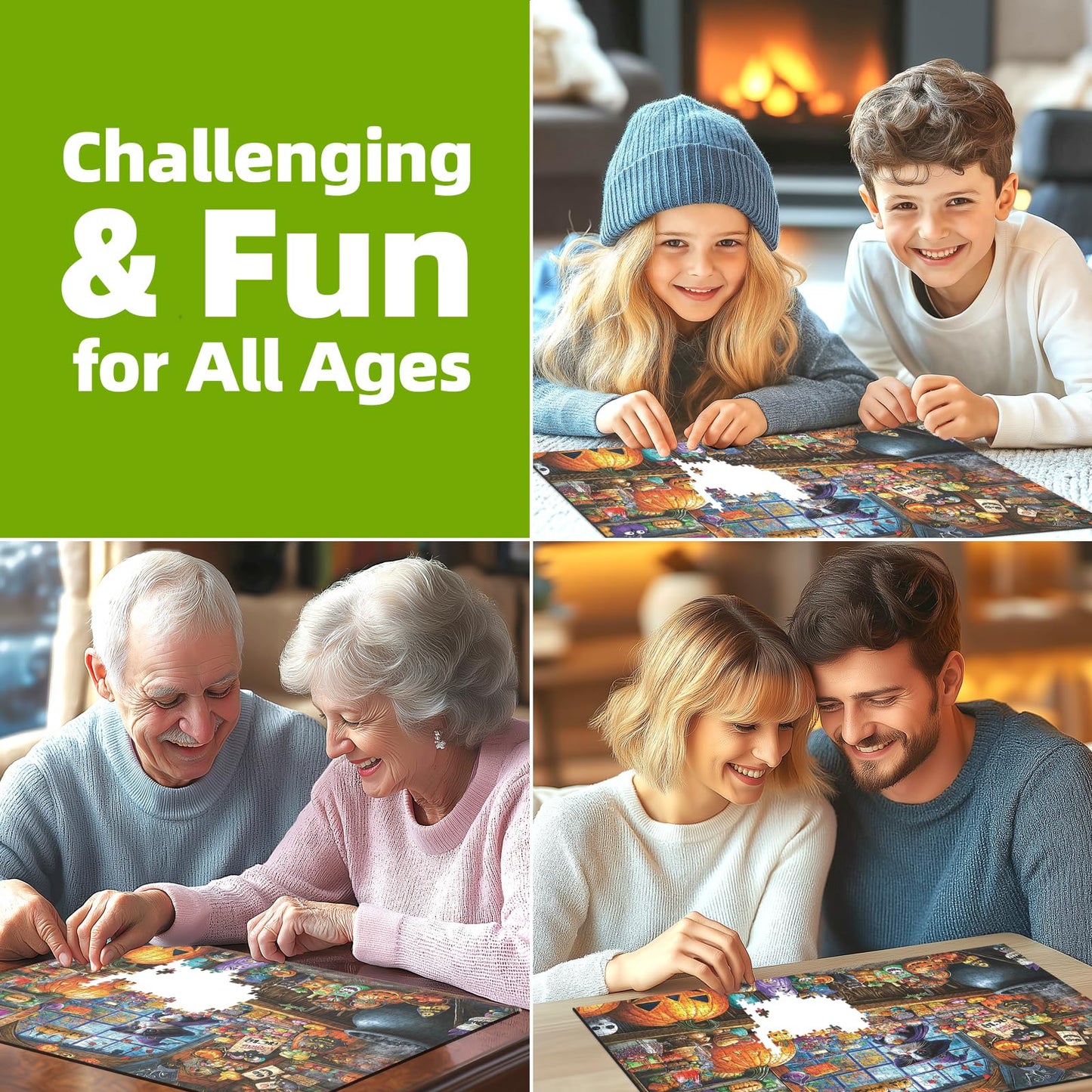 Halloween Witch Cat 1000 Piece Puzzle for Adults Halloween Candy Store Jigsaw Puzzle Spooky Treats Scene Challenging Impossible Puzzle Fun Games for Adults & Family Game Night