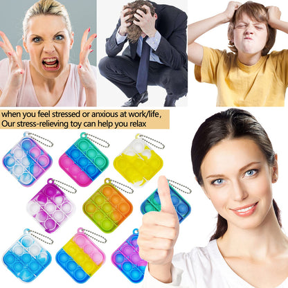 60 Pcs Mini Pop Bubble Fidget Toys for Party Favors, Small Silicone Pop Keychain Bulk for Classroom Prizes,Goodie Bag Stuffers Christmas Valentine Gifts for Kid Student