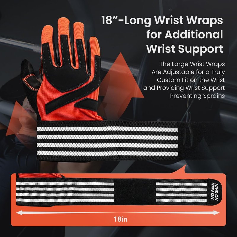 Weightlifting Workout Gloves with Wrist Support - Half & Full Finger Design for Men | Padded Grip for Gym Fitness