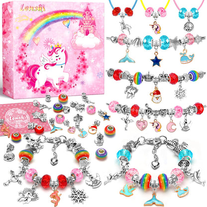 Lenski Gifts for Teenage Girls Birthday Presents, Bracelet Making Kit, Stocking Fillers Kids, Jewellery Making Kit, Unicorn Gifts for Girls Gifts for 5-13 Year Old, Arts and Crafts for Kids
