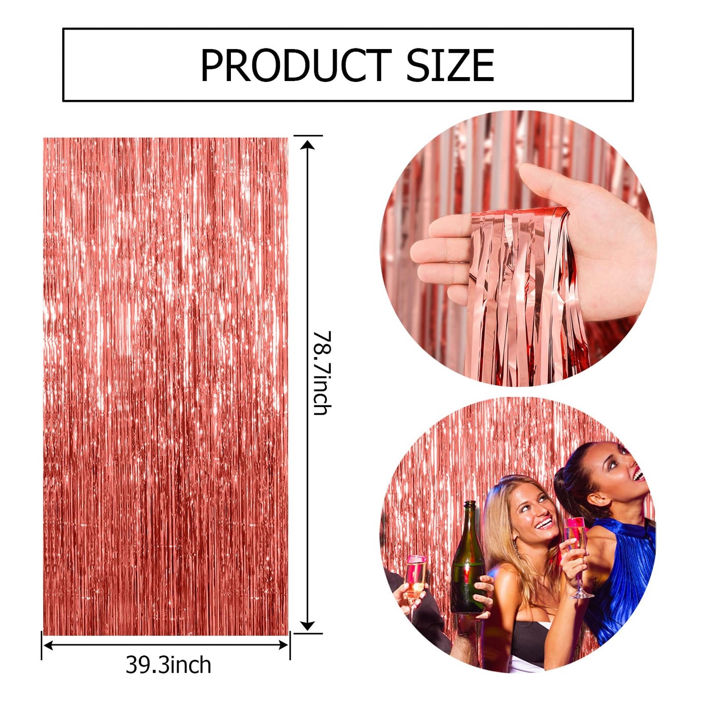 2 Pack Pink Backdrop Party Decorations Tinsel Curtain Party Backdrop Foil Fringe Birthday Decorations Photo Booth Streamer Backdrop Pink Theme Bachelorette Graduation Decor