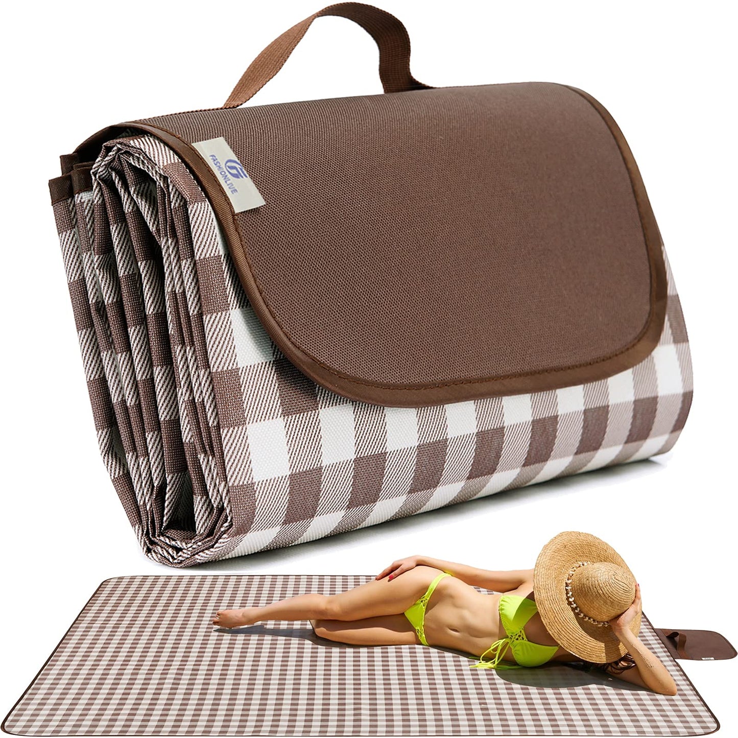 FashionLive Beach Blanket Extra Large Picnic Blanket Sand Free Waterproof Outdoor Indoor Blanket Lightweight Easy Fold Handy Mat Portable Beach Mat for Camping Hiking Travel Park Grass