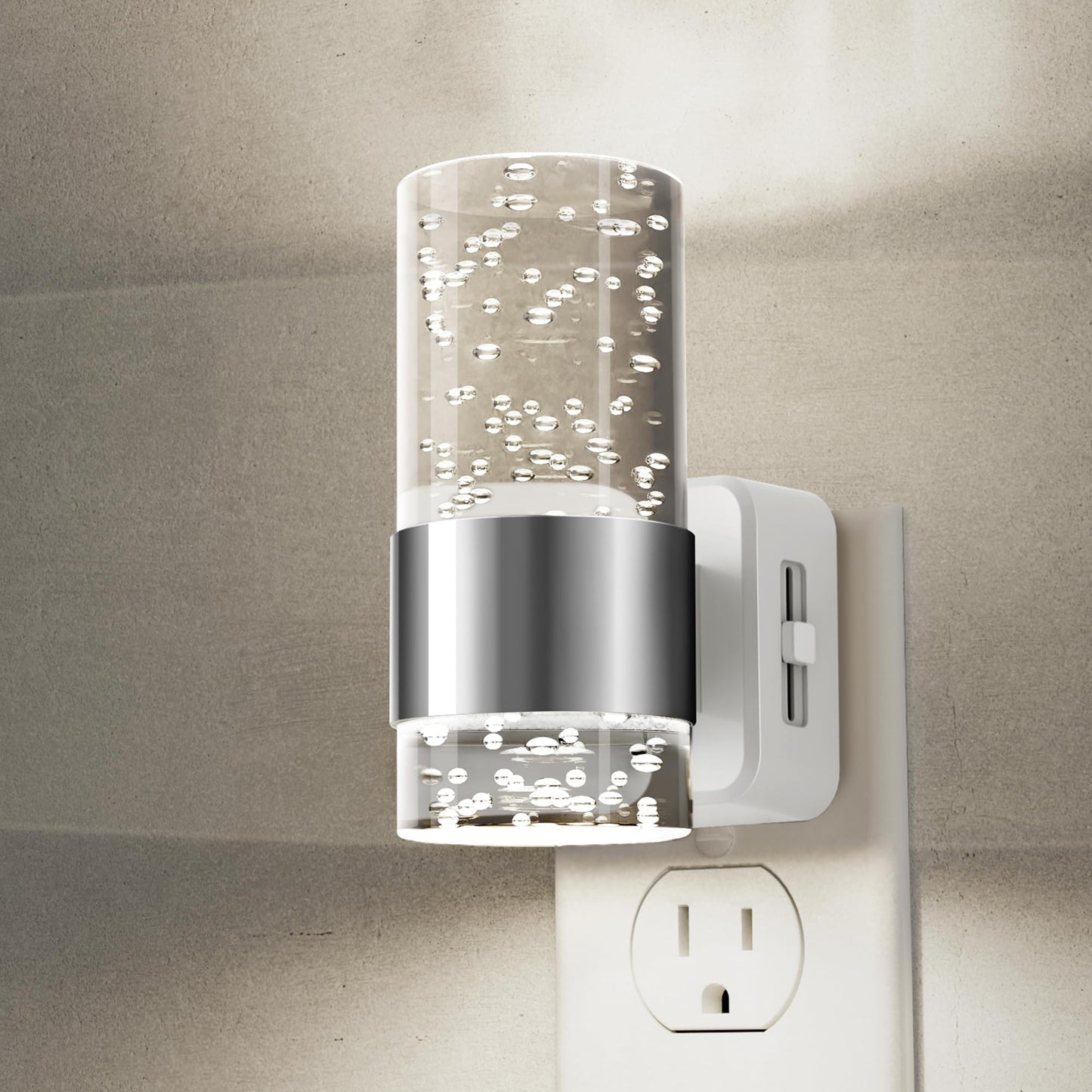 L LOHAS LED Night Light,Dimmable Night Lights Plug into Wall, 2 Pack Acrylic Nightlights with 0-100 LM Adjustable Brightness, 3000K Plug in Night Light with Dusk to Dawn Sensor, for Bathroom Hallway