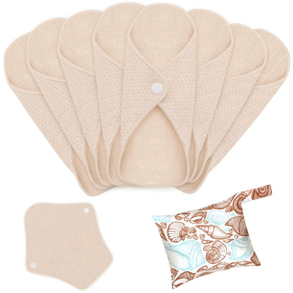 Washable Sanitary Pads Set, Reusable Sanitary Napkin, Menstrual Panty Pads for Girls/Women, Leak-Proof, Washable, Soft, Absorbent - Intimate Set with 1 Waterproof Storage Bag (180mm, Count, 8)