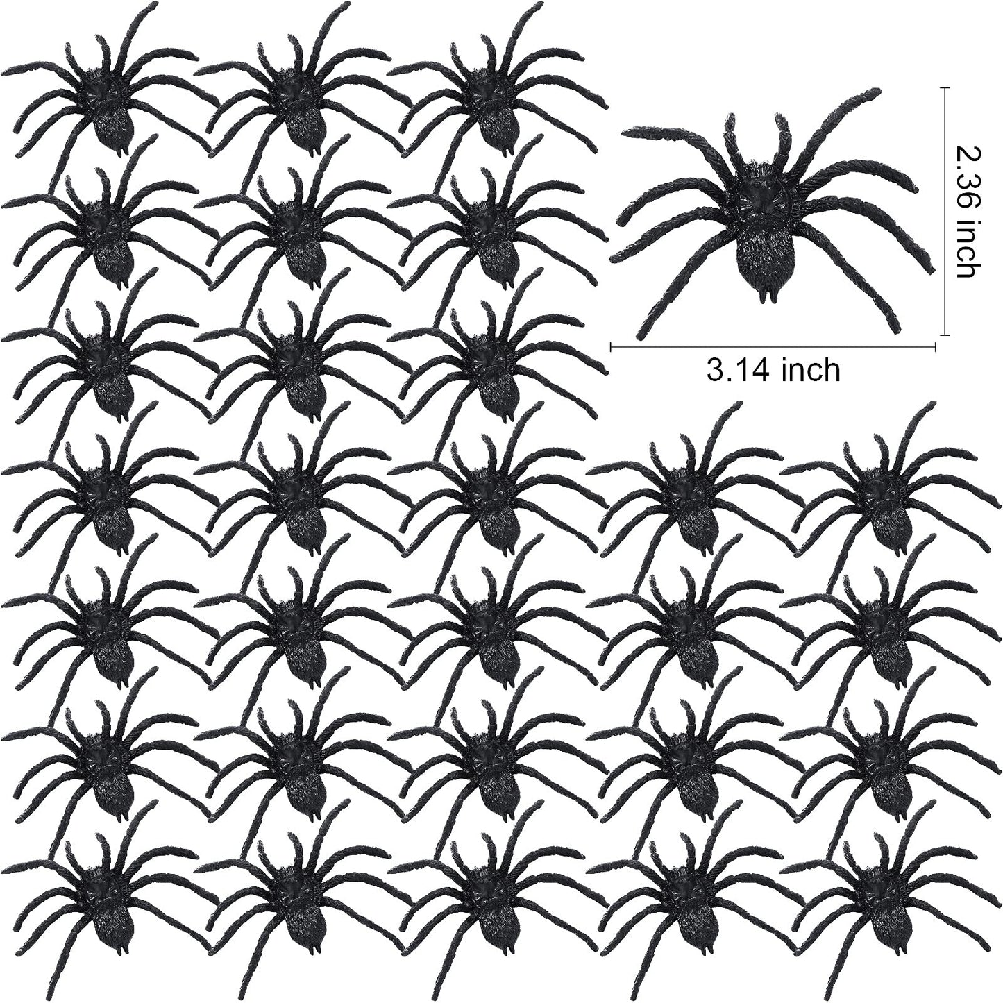 Skylety 30 Pieces Halloween Realistic Plastic Spider Toys Plastic Spider Black Scary Spiders Fake for Boys Teens Adults Halloween Prank Props(3.14 X 2.36 Inch)