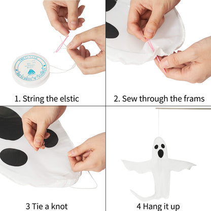 CCINEE Peek A Boo Hanging Ghost 50" X 53" Large Spooky Outdoor Decoration for Halloween Party Lawn Patio Haunted House Props Supply