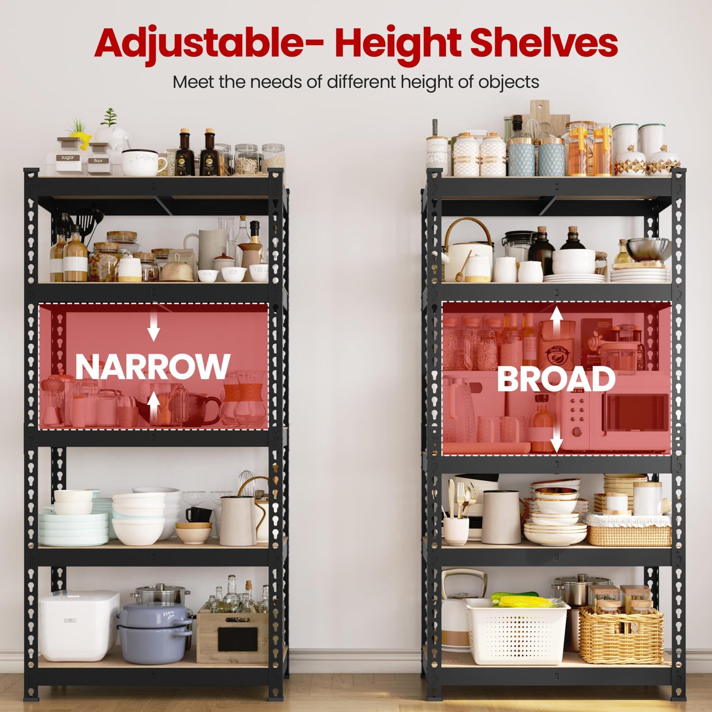 Yaheetech Shelving Unit Metal Shed Storage Shelves Boltless Heavy Duty 5 Tier Garage Shelving Units for Shed/Workshop/Office, 150x70x30cm, Black