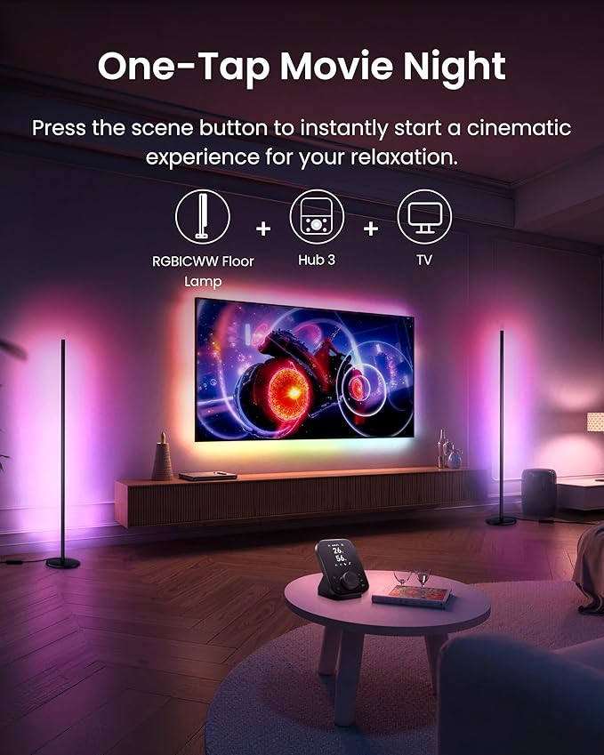 SwitchBot Smart RGBICWW Voice/APP Controlled Floor Lamp with Matter, Warm & Cool White, Alexa-Compatible Lamp, Works with Apple Home, Google Home – 1200lm Music Sync, Lamp for Living Room for Bedroom