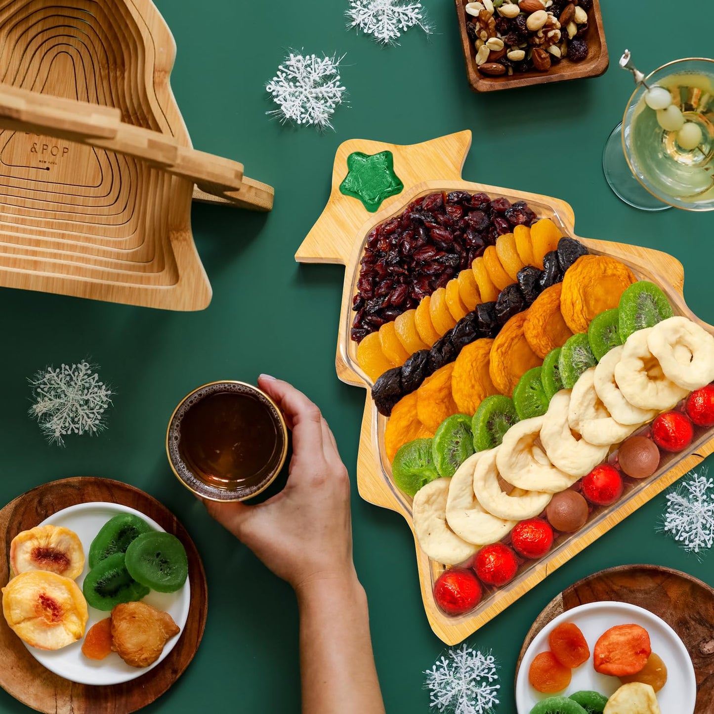 Fruit Gift Basket, Dried Fruit Christmas Tree Trivet Tray Assortment Christmas Tree | Great for Snacks, Healthy Gifts, Parties, Corporate, Sympathy, Holidays, Men, Women, Families | Bonnie and Pop