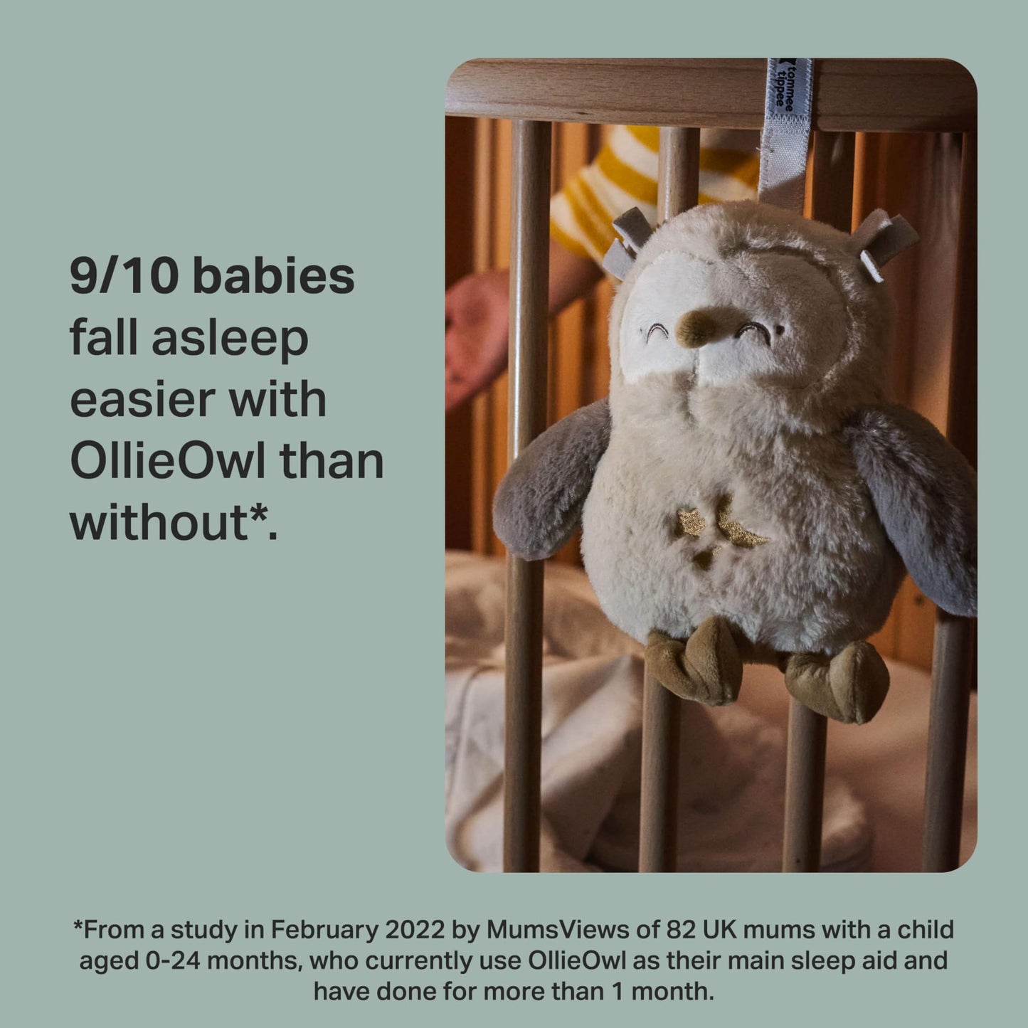 Tommee Tippee OllieOwl Deluxe Baby and Toddler Sound and Light Sleep Aid, Automatic CrySensor Soothes with 3 Natural Sounds and 3 Lullabies, Adjustable Volume, Soft Plush Fabric, USB Rechargeable