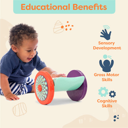 B. toys – Baby Toys Mirror with Rolling Sensory Wheels – Interactive Roly– Poly Mirror for Tummy Time & Crawling – Early Learning for Infant Development – 0+ Months