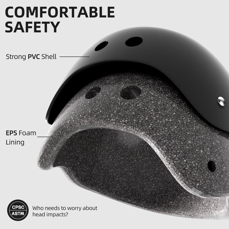 Helmet for Bicycle Scooter Roller Skate Inline Skating Rollerblading, Adjustable and Multi-Sport for Skate Scooter, 3 Sizes for Adult Youth (Black, Medium)