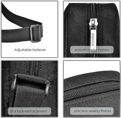 OSOCE Mens Shoulder Bag Messenger Man Bag Travel Business Crossbody Pack Chest Sling Bag Satchel Side Phone Bag Casual Handbag with Adjustable Strap for Men Working Daily Black