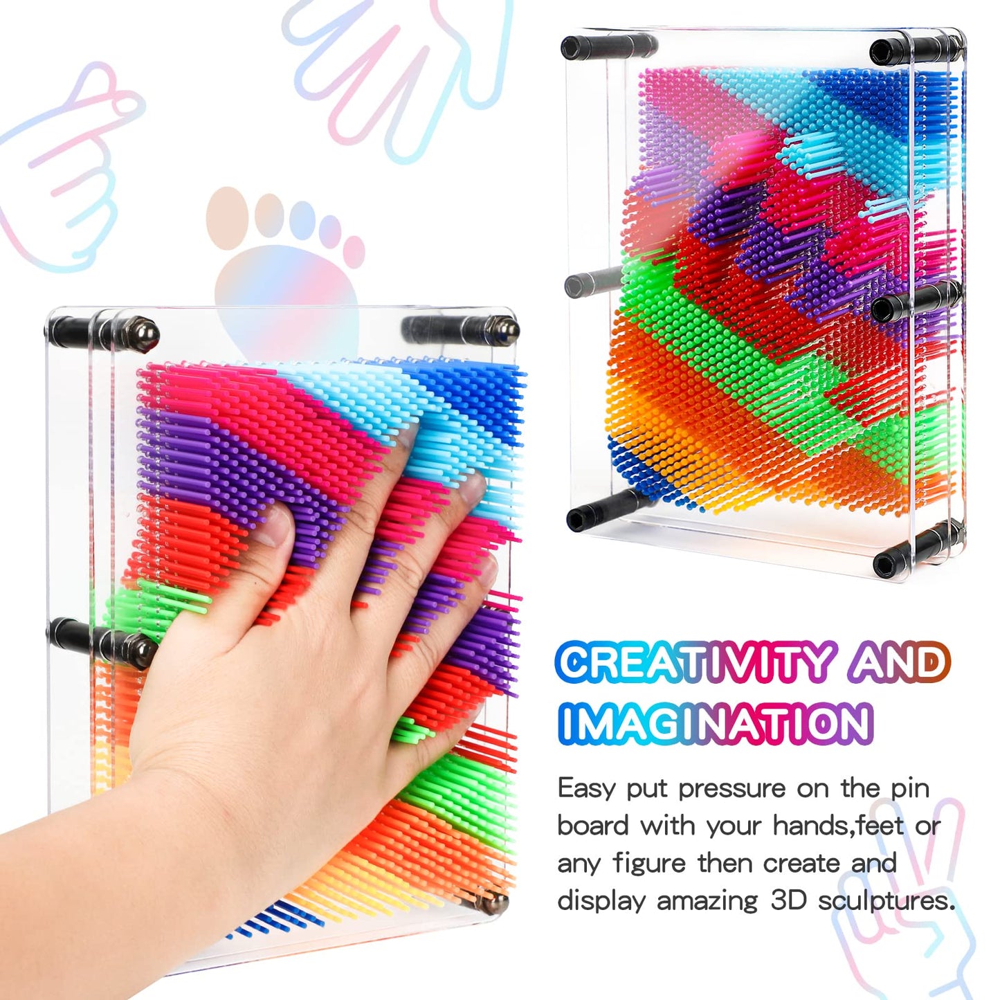 3D Pin Art Sensory Toys for Kids 5-7, Pin Art Board Impression Sensory Toys for Kids with Autism, Autism Gifts for Autistic Children Age 3, 4, 5, 6, 7, 8, 9, 10+ Years Old Boys Girls