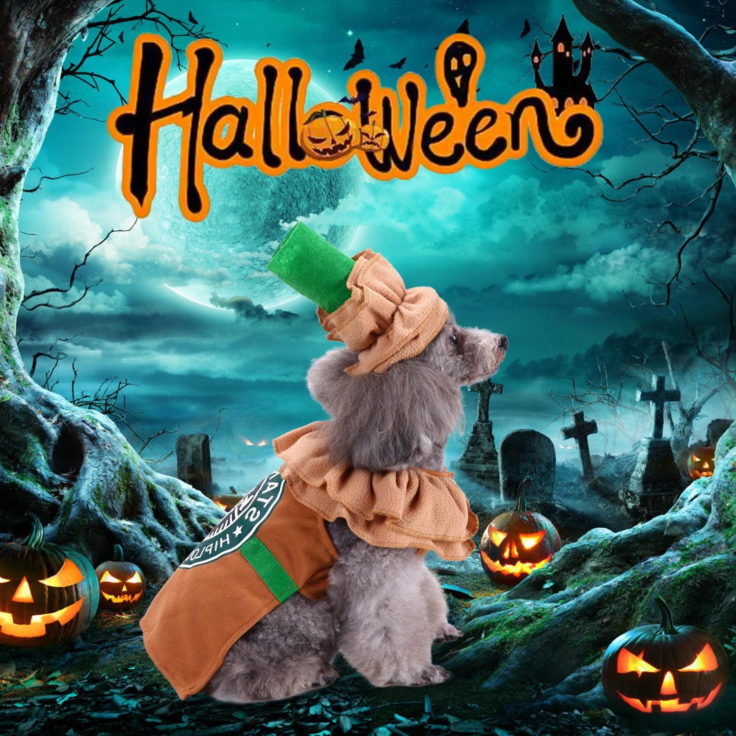 Dog Halloween Costumes Latte Coffee for Small Medium Dogs Cats, Puppy Dog Costume Pet Clothes Outfit for Christmas Party Special Events Photo Props Dress up Accessories Parade Halloween Decorations