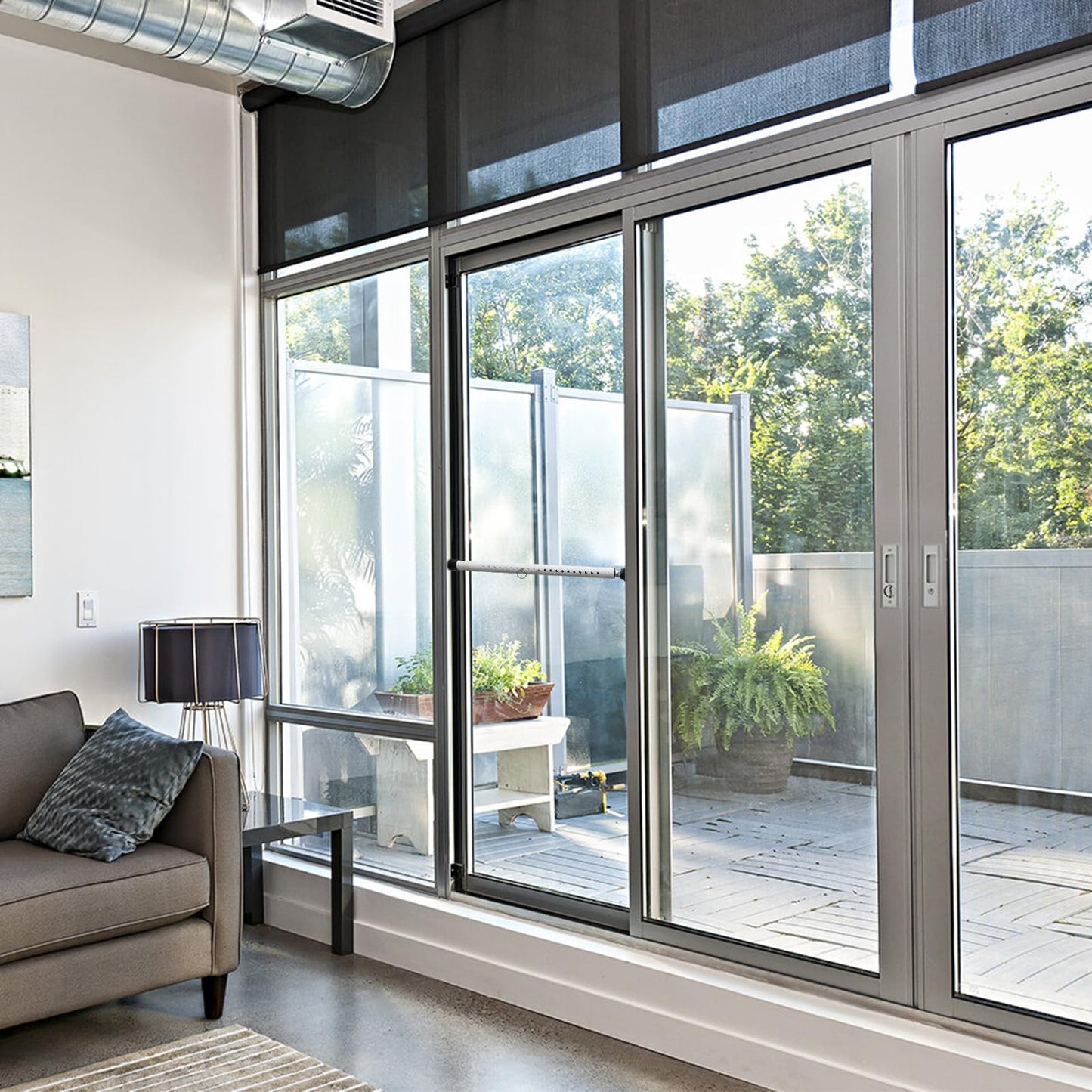 BeBecome Sliding Door Security Bar，17-50 inch Adjustable Patio Door Security bar with Rubber Tips Apartment Bedroom Bottom of Door Heavy Duty Interior White