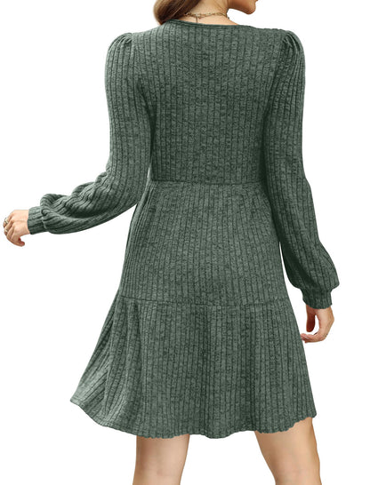 Sampeel Fall Dresses for Women Long Sleeve Christmas Tunic Italian Anthropologie Sweater Dress for Leggings Fashion Clothing Outfits 2025 Trendy Green L
