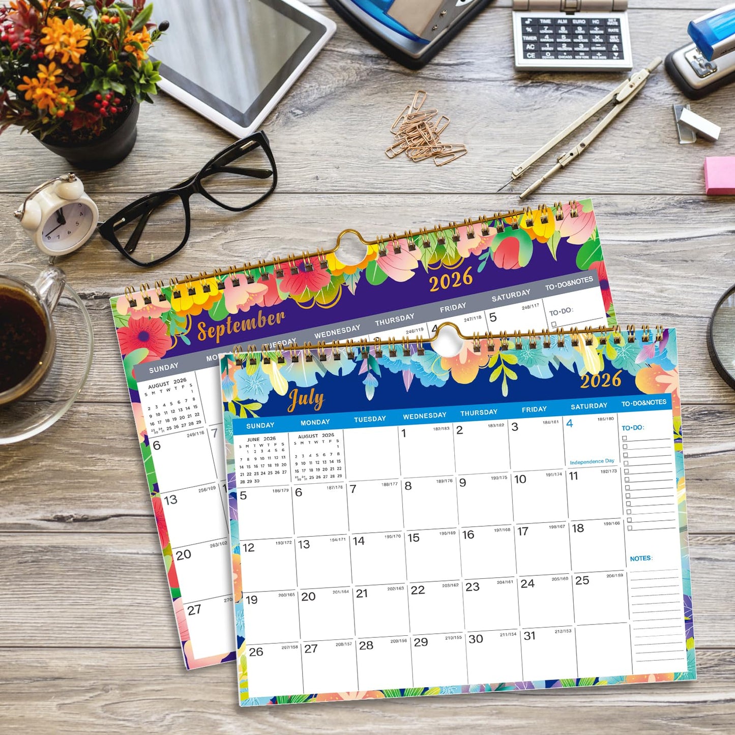 Lbylyhxc 2026 Calendar - Includes January 2026 to June 2027-18 Monthly Wall Calendar 2026, 11 x 8.5 Inches.Thick Paper with Julian Dates and Block for New Year and Christmas Presents (wall calendar 2026-2027 flower)