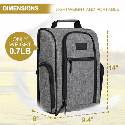 Goloni Golf Shoe Bag for Men & Women, Padded Travel Shoe Bag with Side Accessory Pockets,Sport Shoe Carrier for Golf Shoes,Socks,Tees & Balls,Durable & Lightweight Design (Gray)