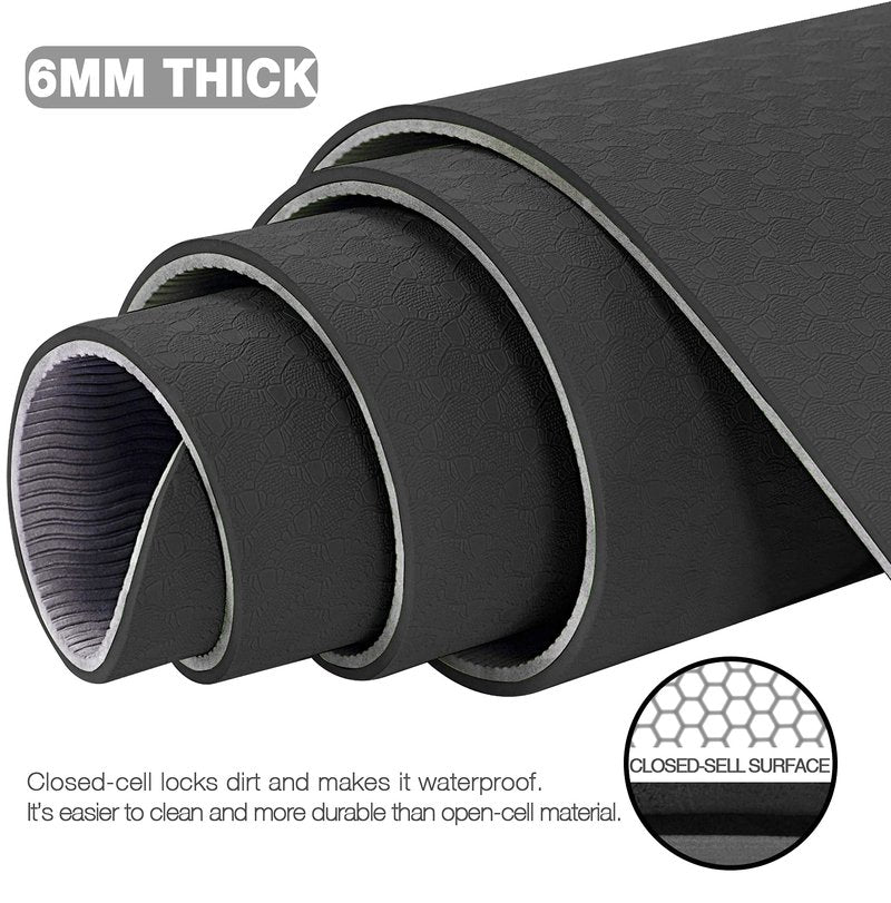 UMINEUX Large Yoga Mat for Men and Women 1/4 & 2/5 Inch Extra Thick TPE Fitness Mat for Home Gym Workout, Non-Slip, Eco Friendly Exercise Mat for Yoga, Pilates, Stretching, Meditation