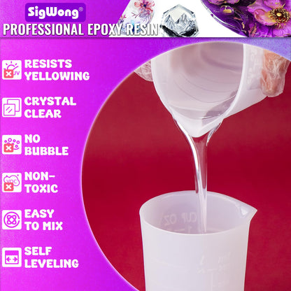 Epoxy Resin - 64OZ Newly Formulated Crystal Clear Coating Kit, No Yellowing No Bubble Easy Mix 1:1 Ratio, 2 Part Casting Resin for Art, Craft, Jewelry Making, River Tables