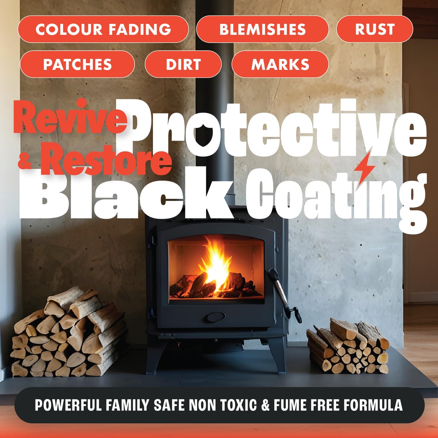 Dirtbusters Stove Polish & Stove Cleaner for Wood & Log Burners & Fireplace Grates, Clean & Restore to Black (250ml & 750ml)