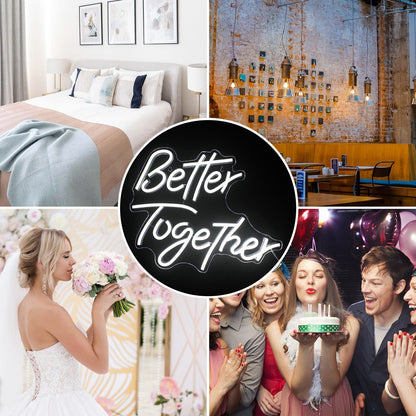 Looklight Better Together Neon Sign,Neon Light for Wall Decor,Wedding Neon Sign,Warm White Led Neon Light USB Letters Neon Signs Led Signs for Wedding,Engagement Party,Birthday