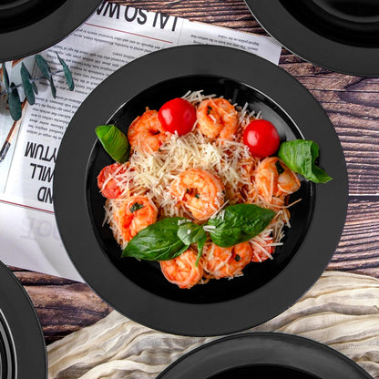 WDF 60pcs Black Plastic Bowls-12 oz Plastic Bowls Black Disposable Soup Bowls, Heavy Duty Disposable Halloween Bowls for Wedding, Party