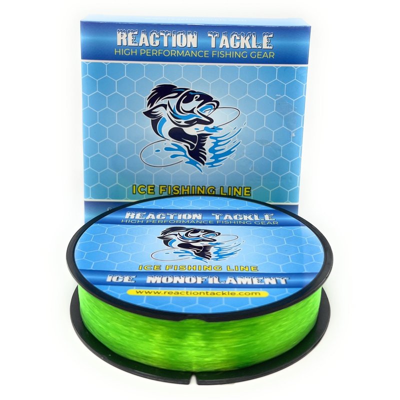 Reaction Tackle Ice Monofilament – Ice Fishing Mono Line, Tip-Up Line - Hi Vis Green - 6LB / 1000yds