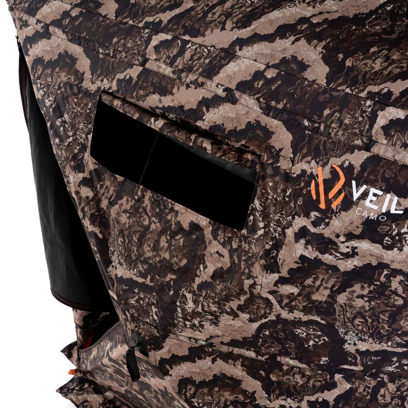 VEIL CAMO VC300 3-Person Hub Blind Tru-View – Ground Blind for Deer Hunting, 270-Degree View, Water Resistant, Durable 5-Hub Design, Backpack Carry Bag, Silent Slide Window Panels