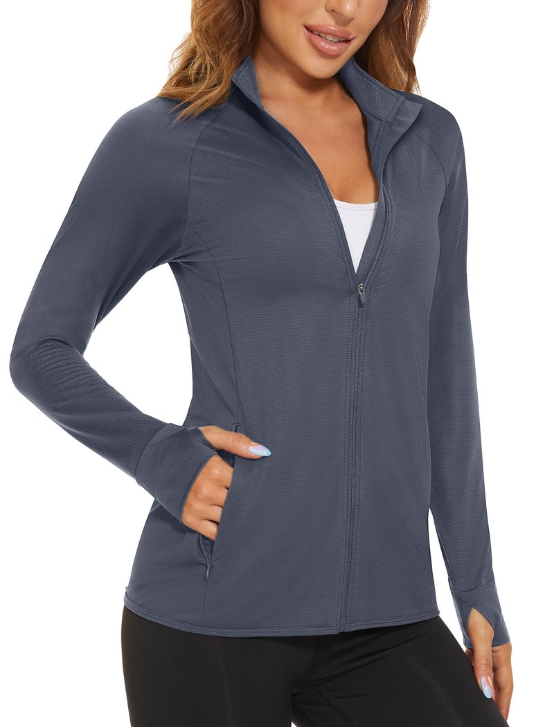 MAGCOMSEN Lightweight Jacket for Women Long Sleeve UPF 50+ Sun Protection Shirts Hiking Running Workout Shirts Grey 2XL