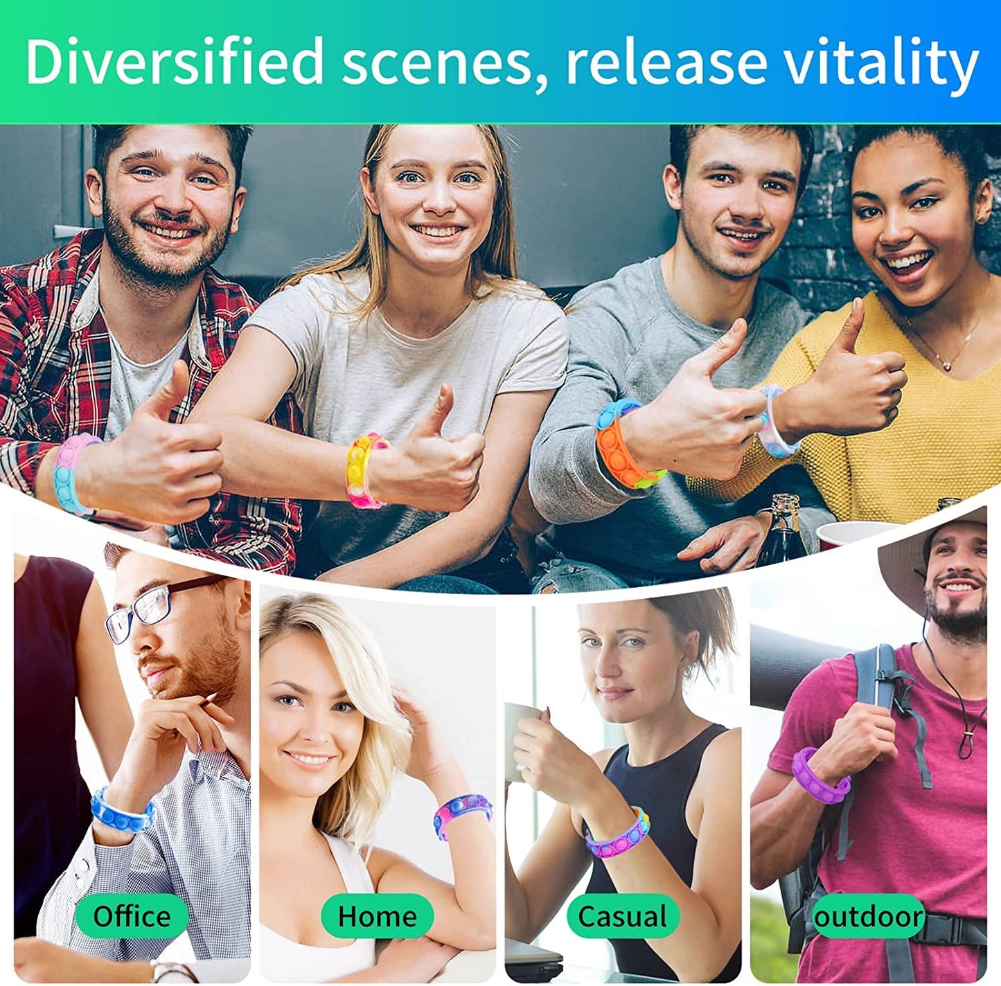 100Pcs Pop Bracelet, Party Favors for Kid, Pop Wrist Strap Fidget Toys Pack ,Fidget Toys for Girils Boys, as Gifts for Easter Chrismas,Classroom Prizes for Students