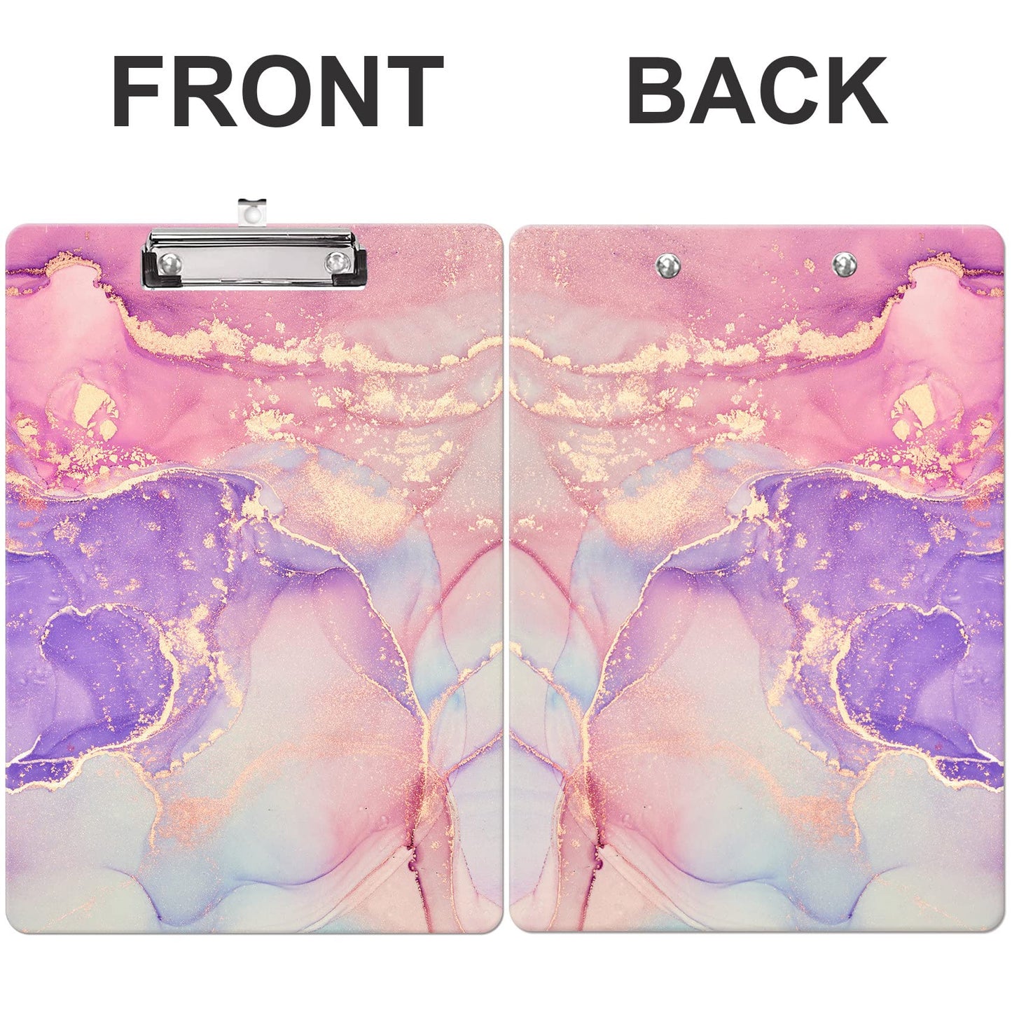 Fashion Clipboard, A4 Letter Size Wooden Decorative Clipboards for Teacher, Nurse, Doctor,Student and Kids, Cute Design for Standard Size 12.2" x 8.9" (C-Pink Purple Marble)