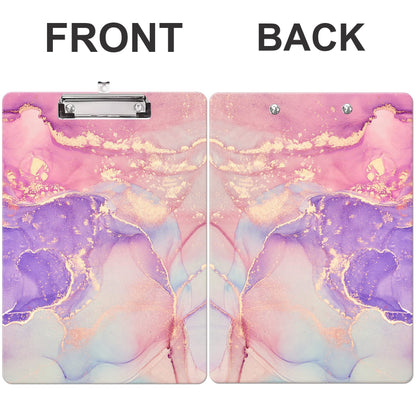 Fashion Clipboard, A4 Letter Size Wooden Decorative Clipboards for Teacher, Nurse, Doctor,Student and Kids, Cute Design for Standard Size 12.2" x 8.9" (C-Pink Purple Marble)