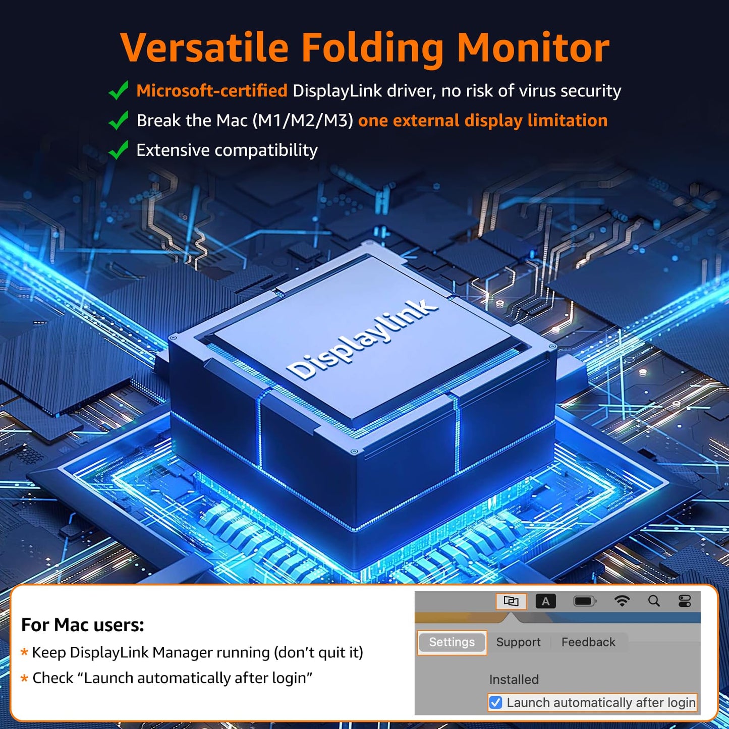Portable Monitor 15.6" FHD 85% sRGB 60Hz IPS HDR HDMI USB-C Travel Monitor for Laptop MacBook PC Surface PS5 Xbox, External Display with Cover & Speakers, VESA Compatible