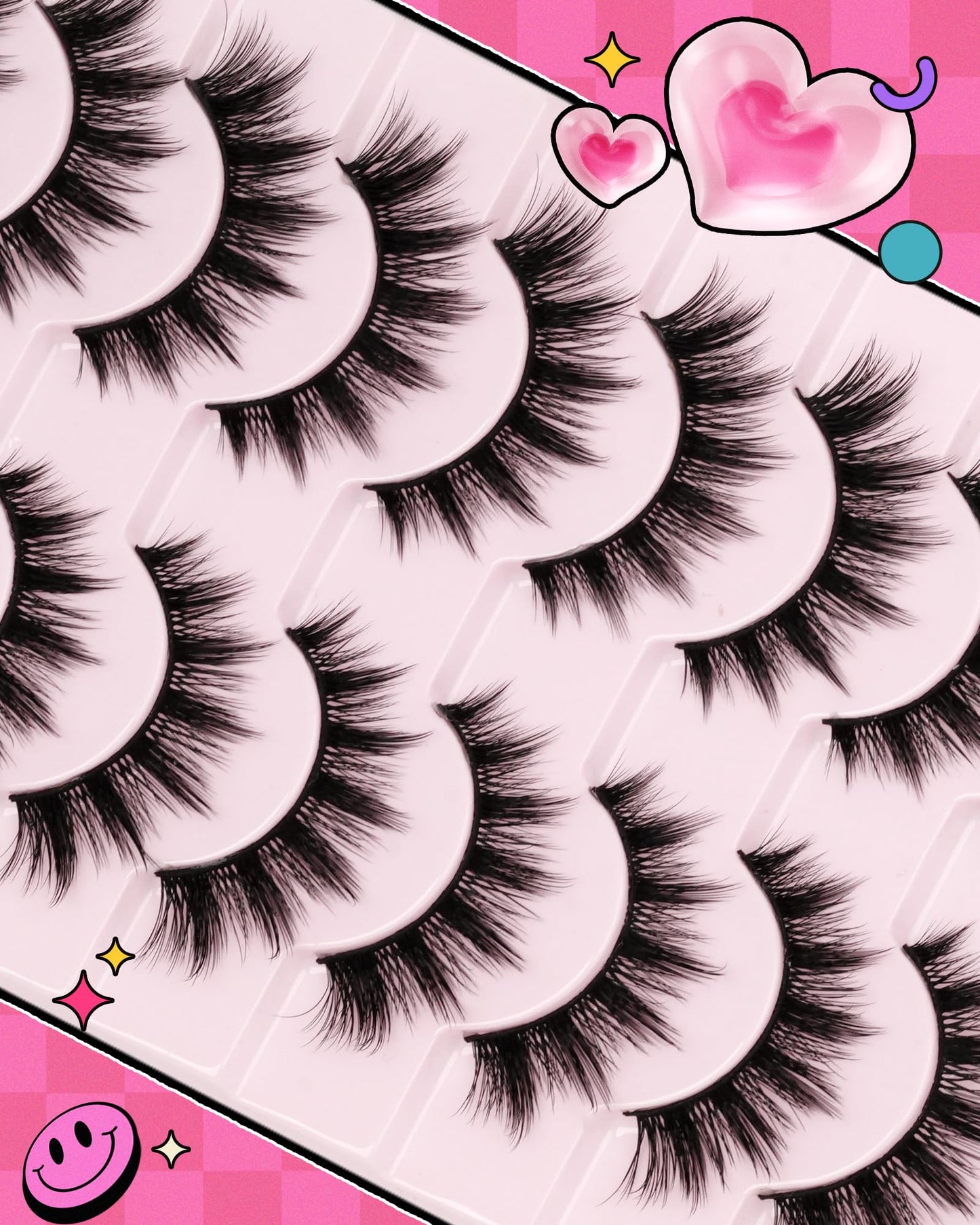 Manga Lashes Spiky False Eyelashes - Wispy Anime False Eyelashes Natural Look 10 Pairs Cotton Band Fake Lashes Cosplay Asian D Curl Strip Lashes by EMEDA(13mm #03)