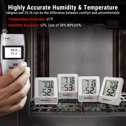 ThermoPro TP49W-3 Digital Mini Thermo-Hygrometer Thermometer Indoor Room Thermometer 3 Temperature and Humidity Meter with Smiley Indicator