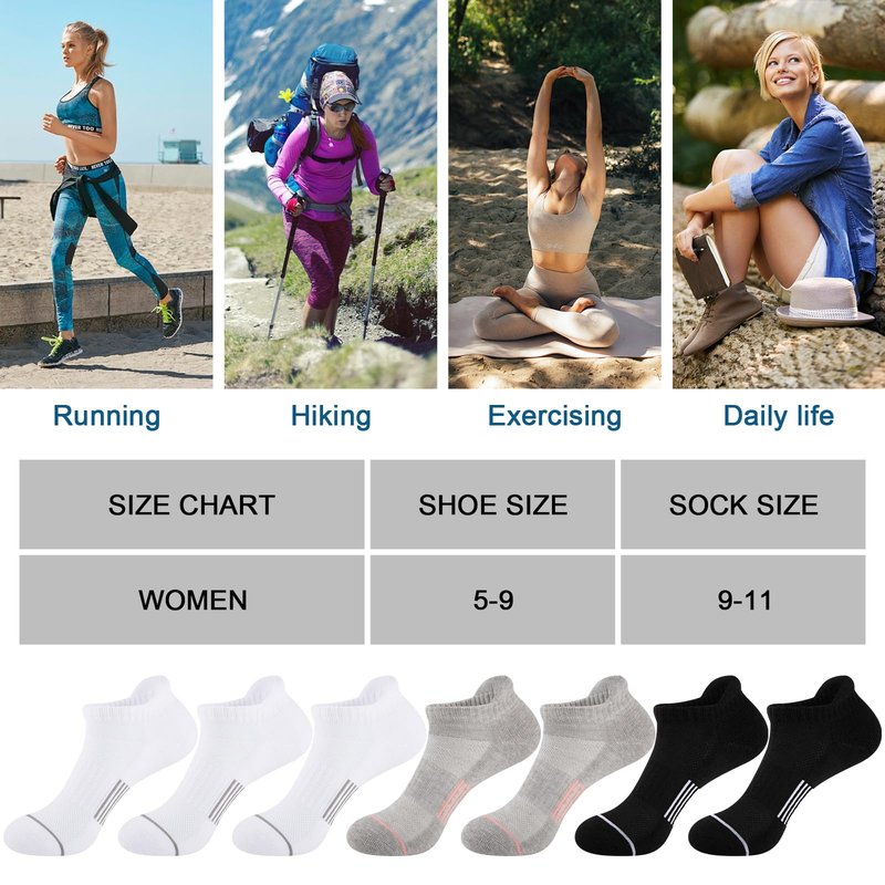 Heatuff 7 Pairs Womens Ankle Socks Athletic Cushioned Anti-Blister Running Low Cut Socks with Tab