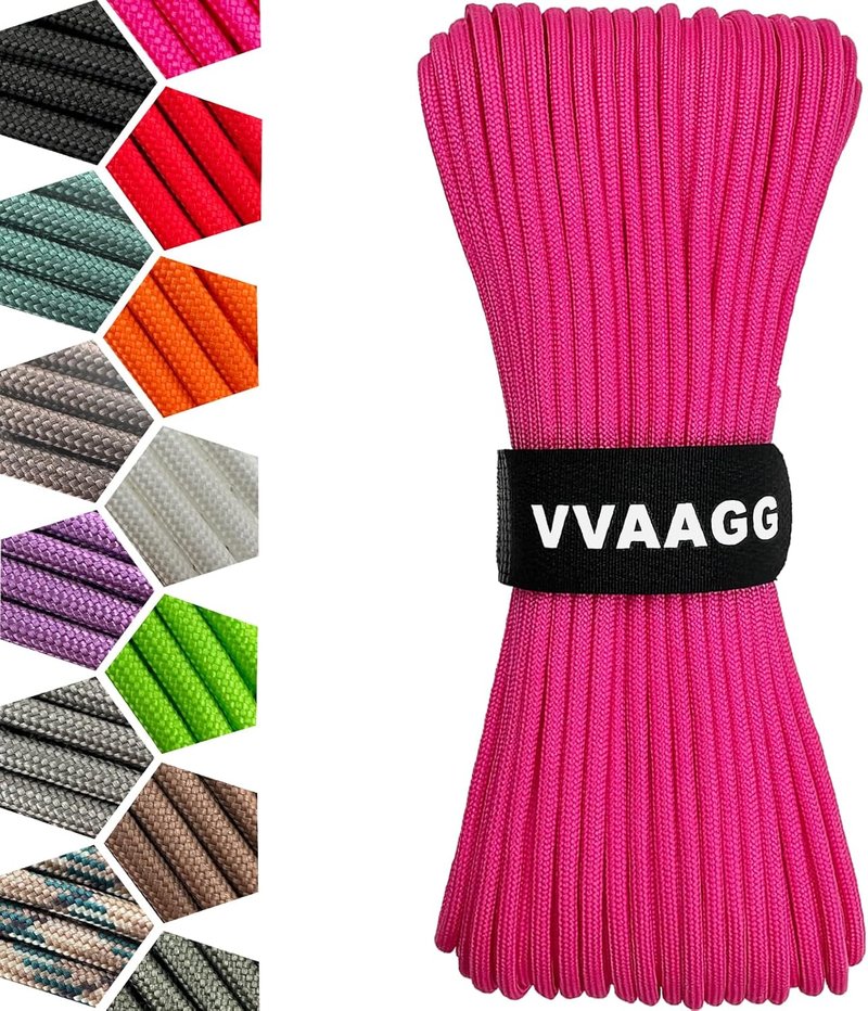 1000 Paracord Rope - 4mm 12-Strand Nylon Parachute Cord for Camping, Hiking & Fishing | Pink, 100FT