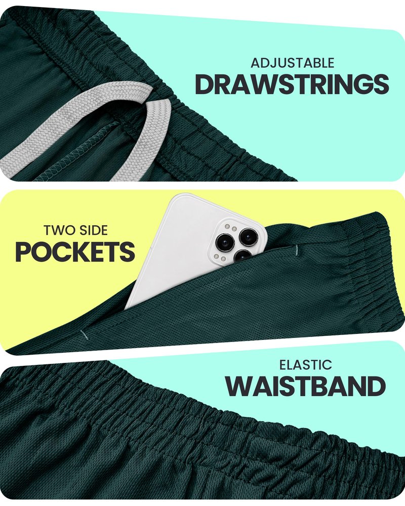 NY Threads Men's Athletic Shorts Quick Dry Loose-Fit Lightweight Running Workout Gym Shorts with Pockets, X-Large, Dark Green
