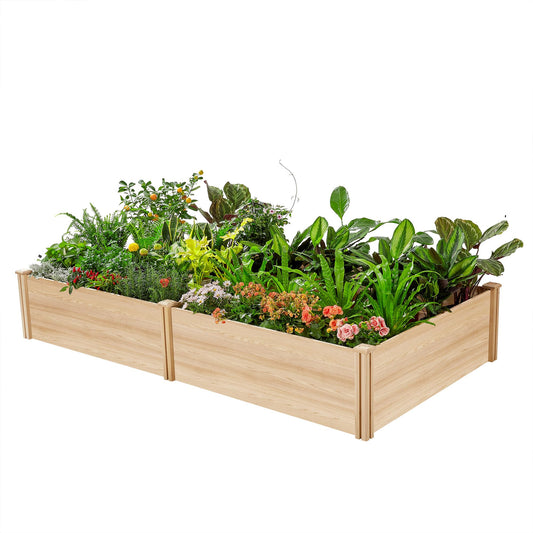 SPECRAFT 15 Inch Depth 8x4 FT Deep Wooden Raised Garden with Open Base, Extra Large Planter Box for Deep-Rooted Plants, Ideal for Outdoors, Patio, Backyard