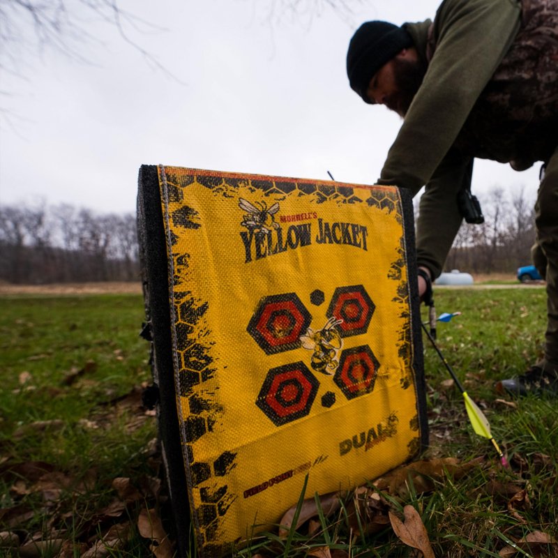 Morrell Targets Yellow Jacket 380 FPS Dual Threat Weatherproof Compound Crossbow Cube Any Tip Foam Archery Target with Carry Handle, 3 Pack, Yellow