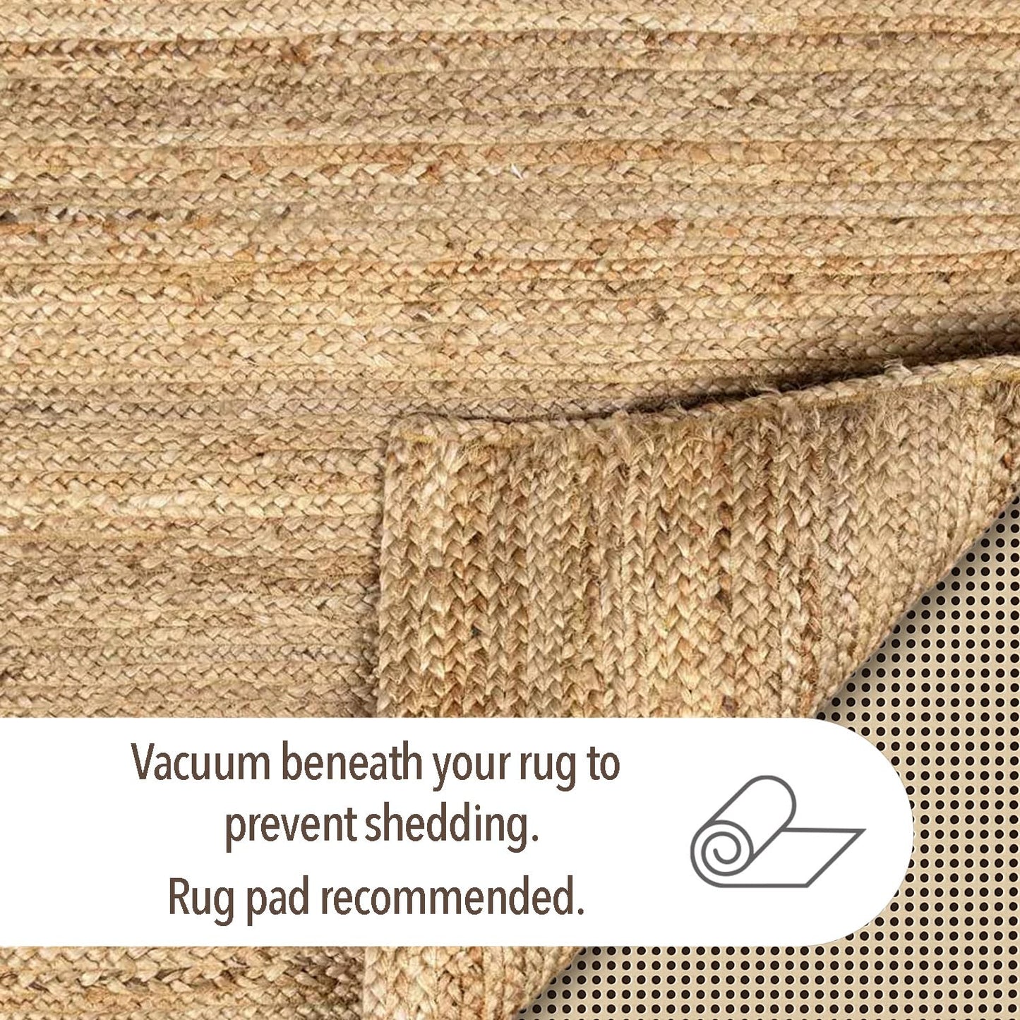 Chardin home Hand Woven Natural Jute Braided Area Rug – 6x9 Feet Rectangle | Vintage Boho Reversible Rug for Living Room, Bedroom, Dining Area, Entryway | Farmhouse Natural Fiber Floor Covering