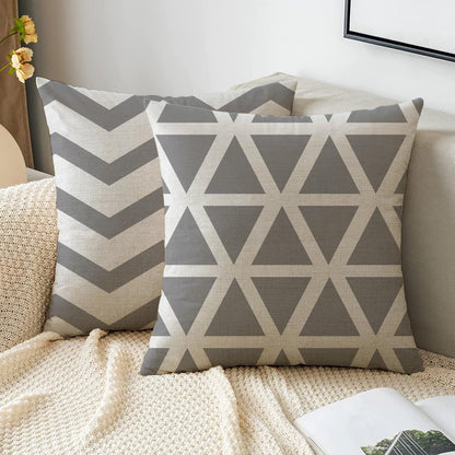 Hangood Waterproof Cushion Covers Outdoor Garden Geometry Set of 4pcs Throw Pillow Case Home Decorative Sofa Protectors Chair Living Room Grey 18"x18"