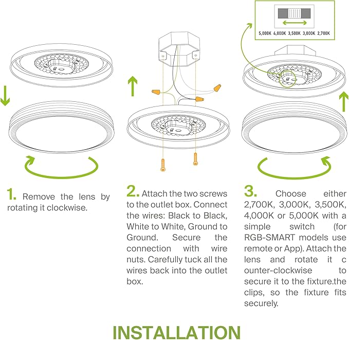 ASD 14 Inch LED Flush Mount Ceiling Light Fixture for Bedroom, 24W 1534LM 5CCT 2700K-5000K, Dimmable Lights, Dining, Living Room, Kitchen Lamps, Modern Home Lighting Fixtures, Nickel, ETL, 4 Pack